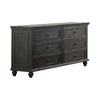 Zenny 58 Inch Wide Dresser with 6 Drawers, Metal Knobs, Farmhouse Gray Wood By Casagear Home