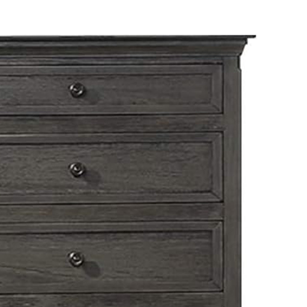 Zenny 50 Inch Tall Dresser Chest with 5 Drawers Farmhouse Gray Wood By Casagear Home BM314395