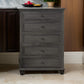 Zenny 50 Inch Tall Dresser Chest with 5 Drawers Farmhouse Gray Wood By Casagear Home BM314395