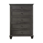 Zenny 50 Inch Tall Dresser Chest with 5 Drawers, Farmhouse Gray Wood By Casagear Home