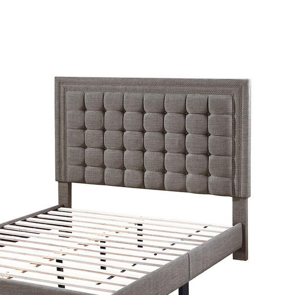 Ady California King Bed Tufted Upholstered Headboard Grayish Brown By Casagear Home BM314396