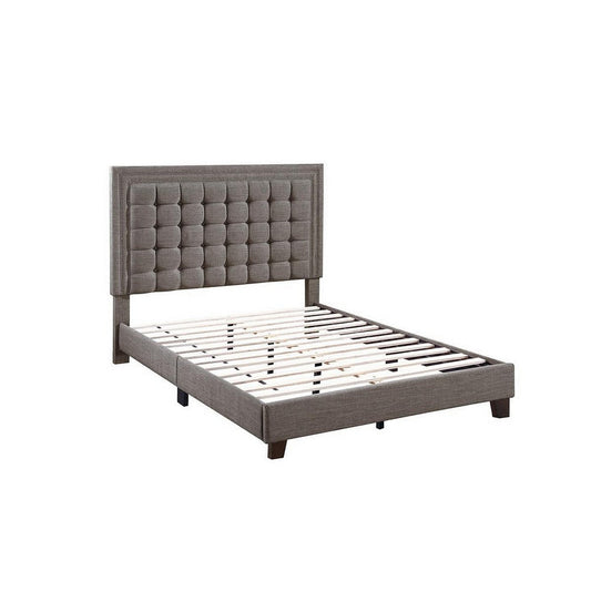 Ady California King Bed, Tufted Upholstered Headboard, Grayish Brown By Casagear Home