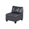 Hina 37 Inch Modular Armless Sofa Chair, Black Faux Leather, Solid Wood By Casagear Home