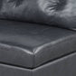 Hina 37 Inch Modular Armless Sofa Chair Black Faux Leather Solid Wood By Casagear Home BM314398