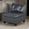 Hina 37 Inch Modular Armless Sofa Chair Black Faux Leather Solid Wood By Casagear Home BM314398