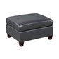 Hina 37 Inch Ottoman Black Faux Leather Upholstery Solid Wood By Casagear Home BM314399