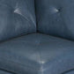 Samy 37 Inch Modular Corner Sofa Chair Padded Blue Faux Leather Wood By Casagear Home BM314402