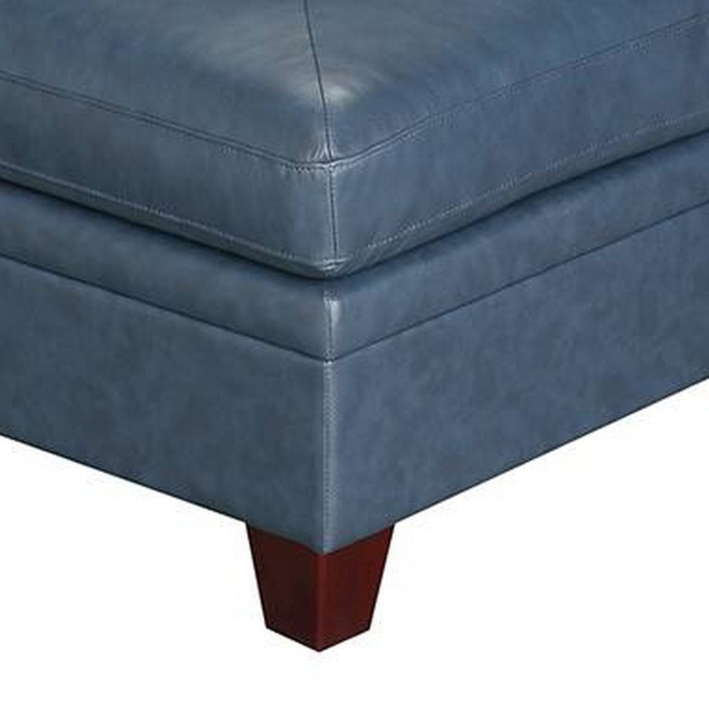 Samy 37 Inch Modular Corner Sofa Chair Padded Blue Faux Leather Wood By Casagear Home BM314402