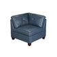 Samy 37 Inch Modular Corner Sofa Chair Padded Blue Faux Leather Wood By Casagear Home BM314402