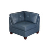 Samy 37 Inch Modular Corner Sofa Chair Padded Blue Faux Leather Wood By Casagear Home BM314402