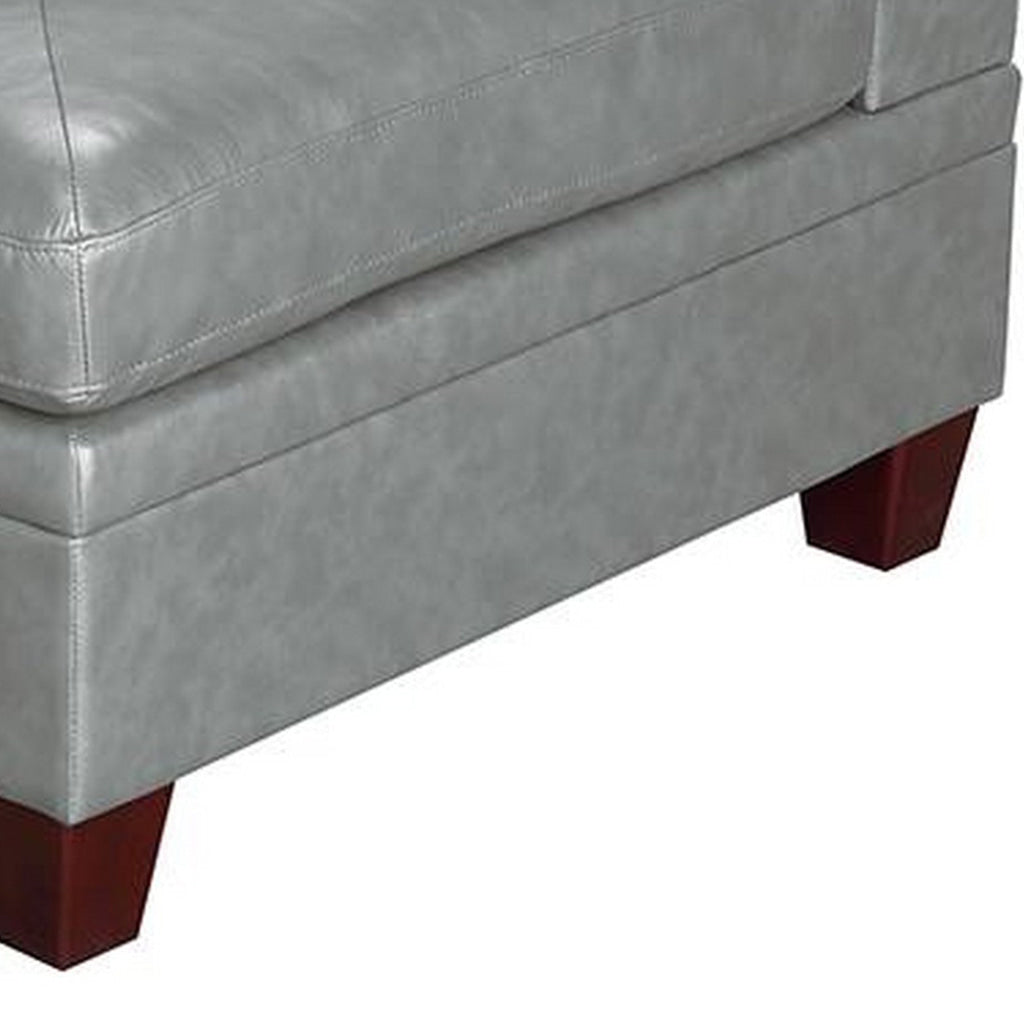 Samy 37 Inch Modular Corner Sofa Chair Padded Gray Faux Leather Wood By Casagear Home BM314404