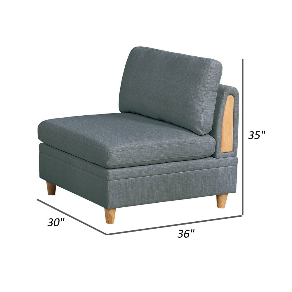 Gimy 37 Inch Modular Armless Sofa Chair Gray Dorris Upholstery Wood By Casagear Home BM314408