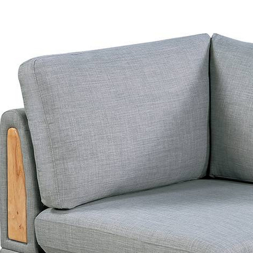 Gimy 37 Inch Modular Corner Sofa Chair Light Gray Dorris Fabric Wood By Casagear Home BM314409