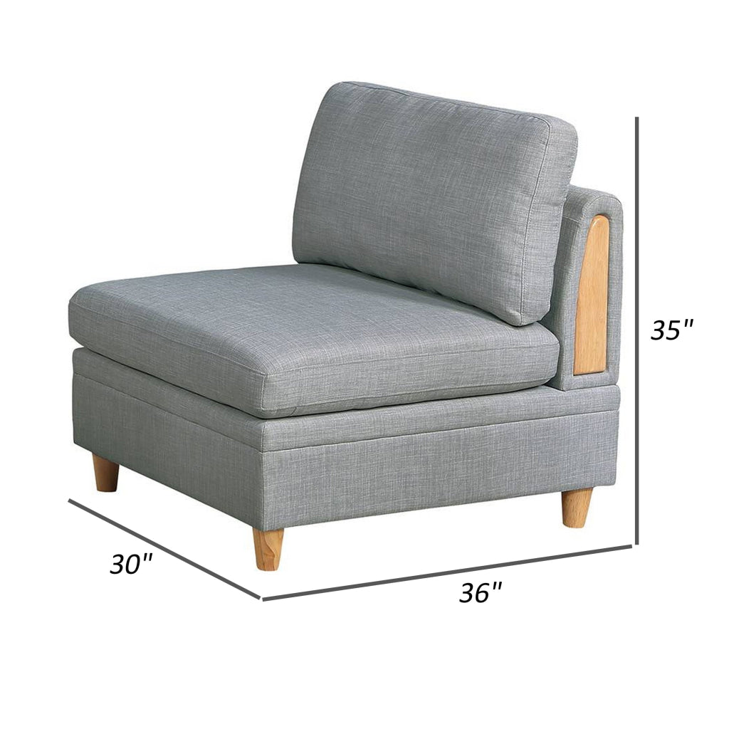 Gimy 37 Inch Modular Armless Sofa Chair Light Gray Dorris Fabric Wood By Casagear Home BM314410