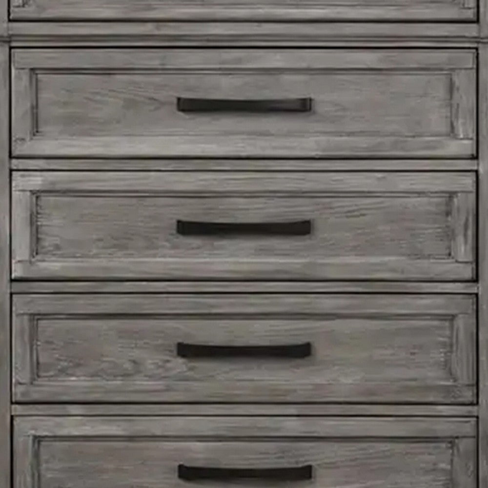 Fimmy 54 Inch Tall Dresser Chest with 5 Drawers Rustic Gray Wood Finish By Casagear Home BM314412