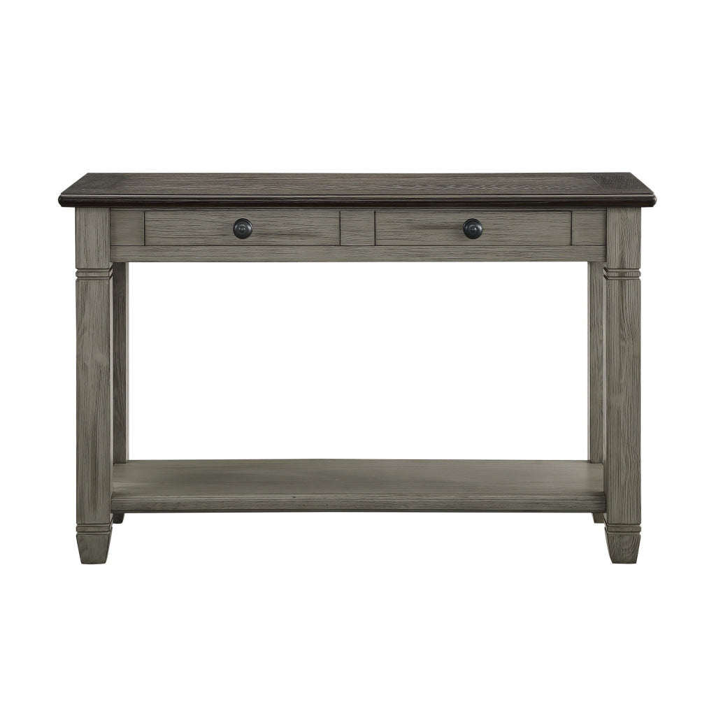 Rome 48 Inch Sofa Table Rectangular 2 Drawers Brown Gray Solid Wood By Casagear Home BM314415