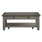 Rome 48 Inch Cocktail Table 2 Drawers Casters Brown and Gray Solid Wood By Casagear Home BM314417