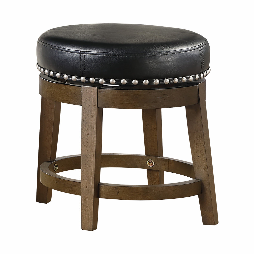 Bara 20 Inch Swivel Dining Stool Round Faux Leather Brown Set of 2 By Casagear Home BM314421