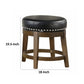 Bara 20 Inch Swivel Dining Stool Round Faux Leather Brown Set of 2 By Casagear Home BM314421