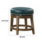 Bara 20 Inch Swivel Dining Stool Green Round Faux Leather Set of 2 By Casagear Home BM314422