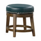 Bara 20 Inch Swivel Dining Stool Green Round Faux Leather Set of 2 By Casagear Home BM314422