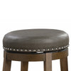 Bara 20 Inch Swivel Dining Stool Gray Round Faux Leather Set of 2 Brown By Casagear Home BM314423