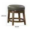 Bara 20 Inch Swivel Dining Stool Gray Round Faux Leather Set of 2 Brown By Casagear Home BM314423