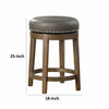 Bara 25 Inch Swivel Counter Stool Gray Round Faux Leather Brown Set of 2 By Casagear Home BM314425