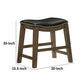 Miel 20 Inch Dining Stool Black Faux Leather and Brown Solid Wood By Casagear Home BM314428