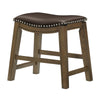 Miel 20 Inch Dining Stool Brown Faux Leather Brown Solid Wood Nailheads By Casagear Home BM314429