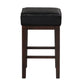 Vin 26 Inch Counter Height Stool Black Faux Leather Seat Dark Brown Set of 2 By Casagear Home BM314434