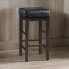 Vin 31 Inch Bar Height Stool, Black Faux Leather Seat, Dark Brown, Set of 2 By Casagear Home