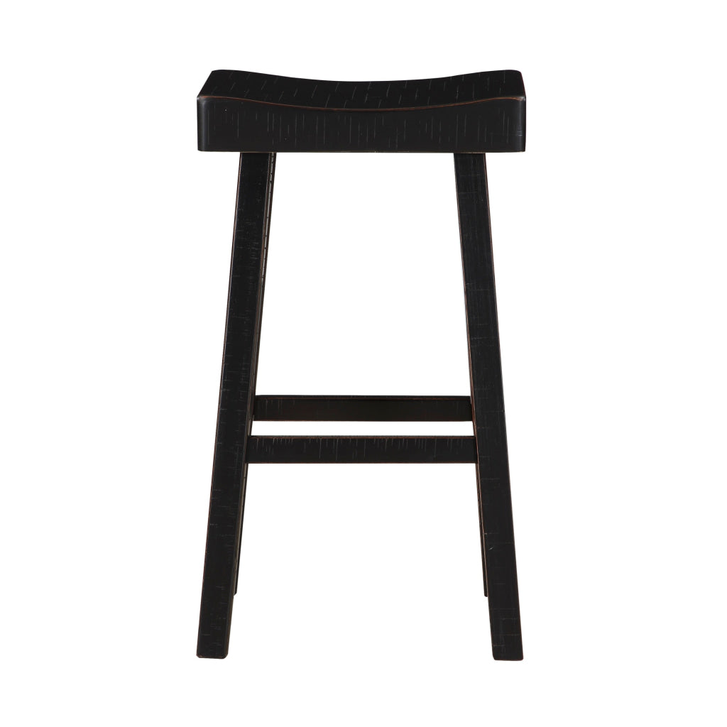 Casy 25 Inch Counter Height Stool Saddle Seat Black Rubberwood Set of 2 By Casagear Home BM314438