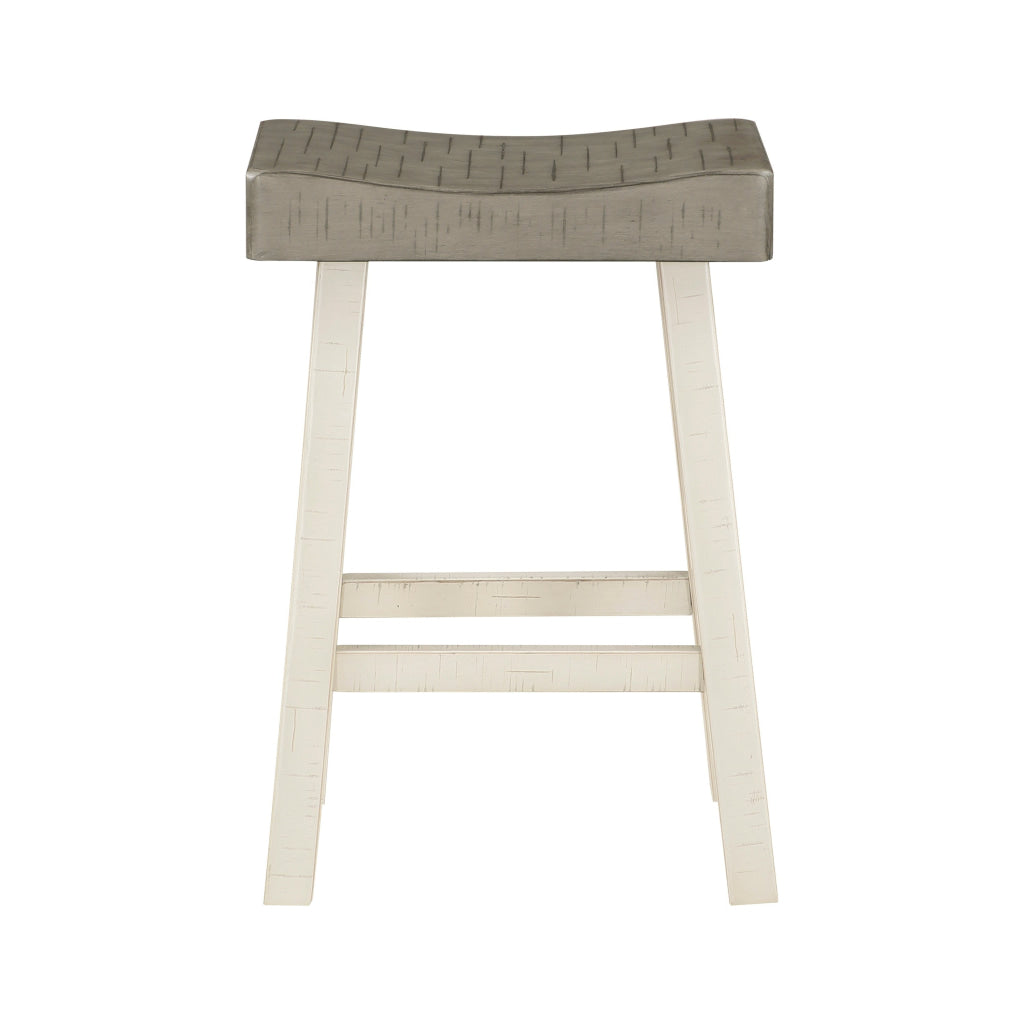 Casy 25 Inch Counter Height Stool Saddle Seat White Rubberwood Set of 2 By Casagear Home BM314440