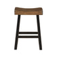 Casy 30 Inch Bar Height Stool Brown Saddle Seat Black Rubberwood Set of 2 By Casagear Home BM314442