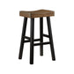 Casy 30 Inch Bar Height Stool Brown Saddle Seat Black Rubberwood Set of 2 By Casagear Home BM314442