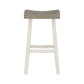 Casy 30 Inch Bar Height Stool Gray Saddle Seat White Rubberwood Set of 2 By Casagear Home BM314443