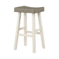 Casy 30 Inch Bar Height Stool Gray Saddle Seat White Rubberwood Set of 2 By Casagear Home BM314443