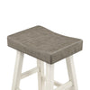 Casy 30 Inch Bar Height Stool Gray Saddle Seat White Rubberwood Set of 2 By Casagear Home BM314443