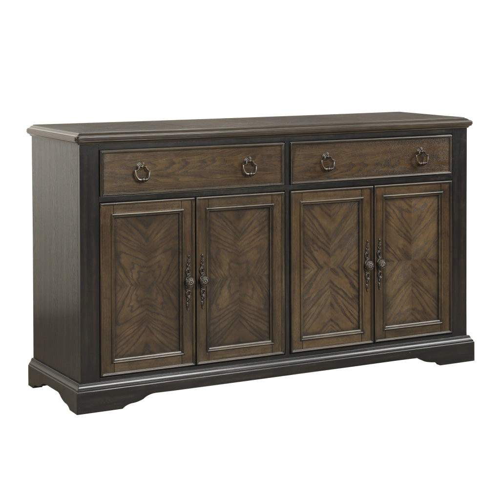 Tom 66 Inch Sideboard Server Cabinet 2 Drawers Inner Shelves Brown Wood By Casagear Home BM314444