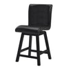 Elsa 26 Inch Swivel Counter Height Chair Black Faux Leather Set of 2 By Casagear Home BM314445