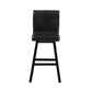 Elsa 32 Inch Swivel Bar Height Chair Black Faux Leather Wood Set of 2 By Casagear Home BM314446