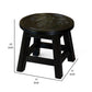 Sidi 11 Inch Step Stool Footrest Wood Queen Bee Print Round Dark Brown By Casagear Home BM314449