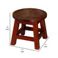 Sidi 11 Inch Step Stool Footrest Wood Maple Leaf Print Round Cherry By Casagear Home BM314451