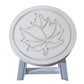 Sidi 11 Inch Step Stool Footrest Wood Maple Leaf Print Round White By Casagear Home BM314455