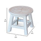 Sidi 11 Inch Step Stool Footrest Wood Maple Leaf Print Round White By Casagear Home BM314455