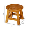 Sidi 11 Inch Step Stool Footrest Wood Maple Leaf Print Round Brown By Casagear Home BM314457