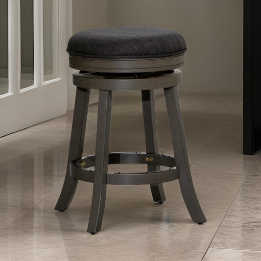 Opi 24 Inch Swivel Counter Stool Cushioned Weathered Gray Charcoal By Casagear Home BM314460