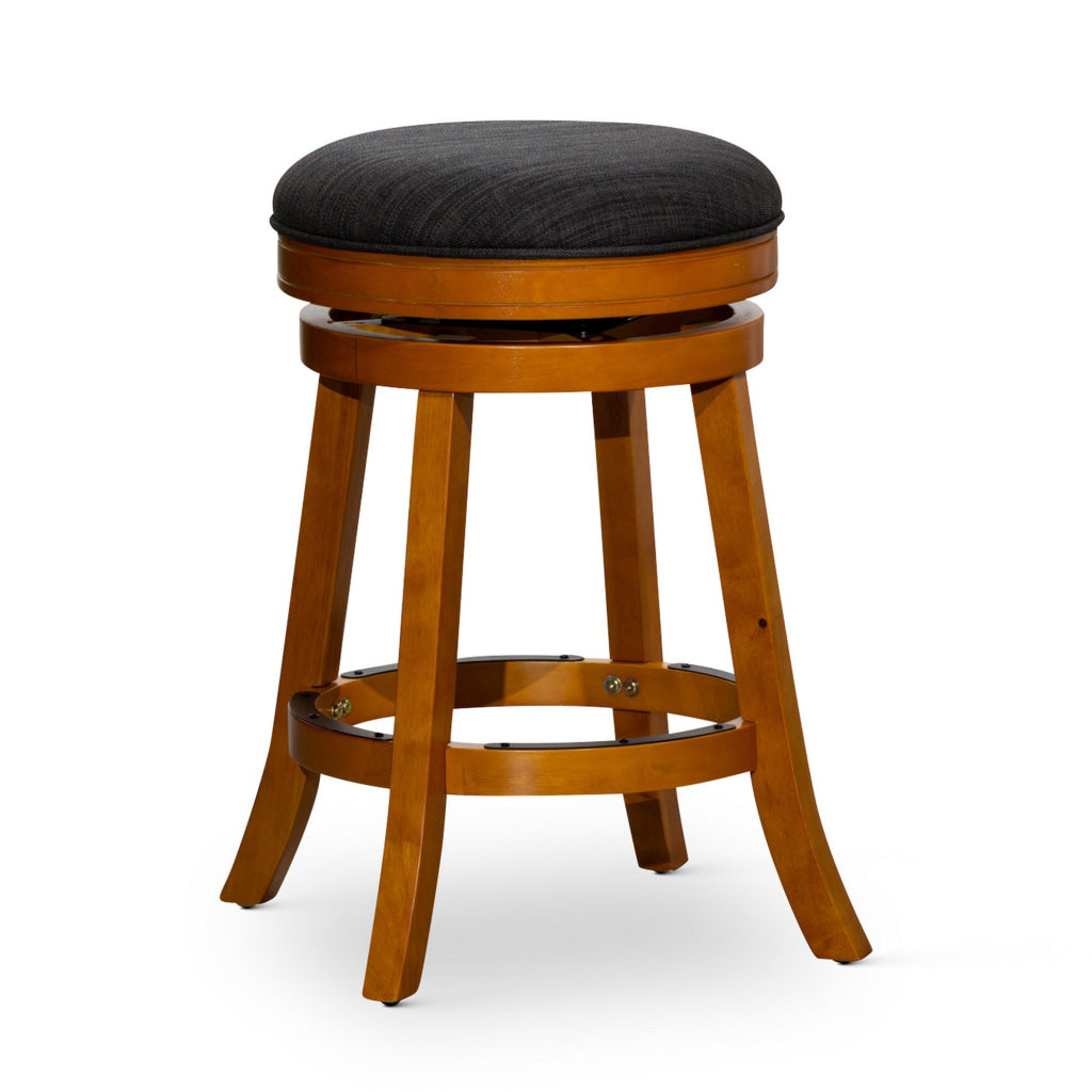 Opi 24 Inch Swivel Counter Stool Natural Brown Wood Dark Gray Polyester By Casagear Home BM314462