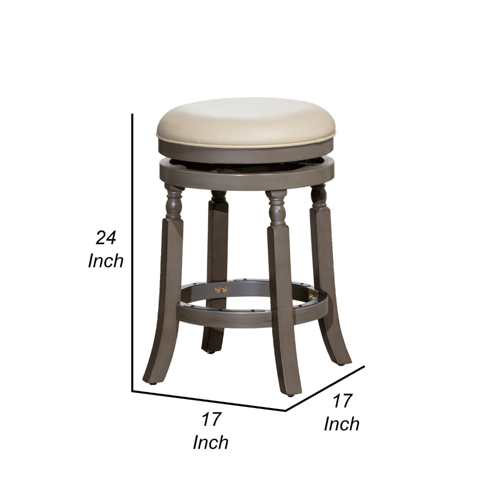 Opi 24 Inch Swivel Counter Stool Bonded Leather Weathered and French Gray By Casagear Home BM314463